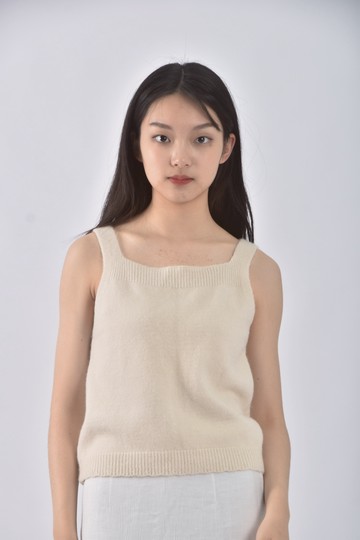 (S) 無袖杏色上衣