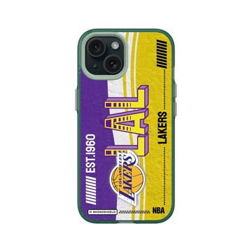 iPhone 15 Clear 憂墨綠 - NBA - 復古球員卡-洛杉磯湖人 L.A. Lakers - Vintage Card