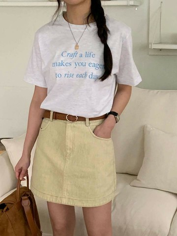 韓國東大門正品 春夏純棉舒適 韓妞必備字母短袖圓領上衣短T