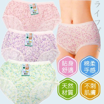 大尺碼純棉大板碎花內褲-3809-2件入