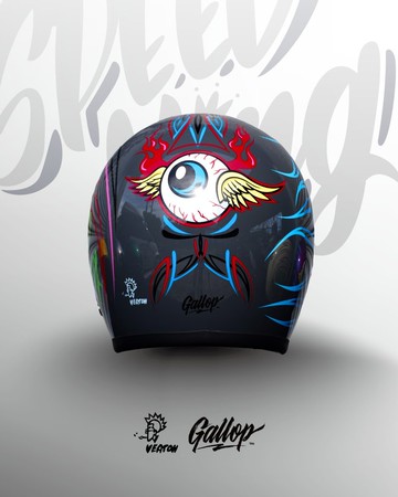 日本 虹彩屋 × Gallop- SPEED KING 復古安全帽 水泥灰