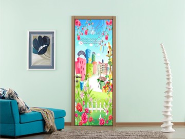 MT10673D花園小區創意裝飾防水酒店KTV房門貼1入