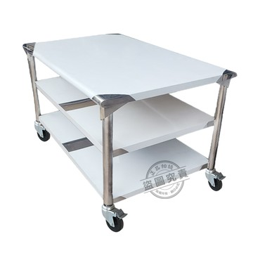 電腦桌/工作桌 【Abis】客製商品-豪華升級版75X90CM三層圓角430不鏽鋼桌-附煞車輪/料理桌/工作台/流理台(2.5尺x3尺)-1入