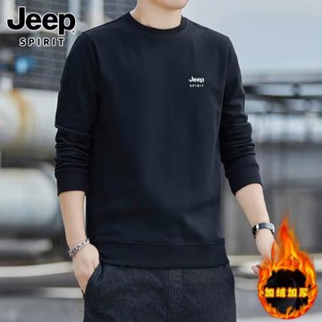 吉普衛衣男士冬季新款美式潮流寬松休閑大碼男士圓領長袖t恤男款