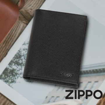 [隔日到貨] ZIPPO 原廠商品 黑色十字壓紋三折皮夾 2007081
