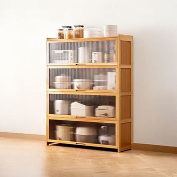 Happylife 楠竹長虹櫃門餐廚櫃 四層110公分 Y12379