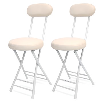 Market Plan 簡約圓形坐墊折疊椅 象牙白 2入  2個