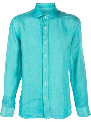 120% Lino - button-down fastening shirt - men - Linen/Flax - XXXL - Green