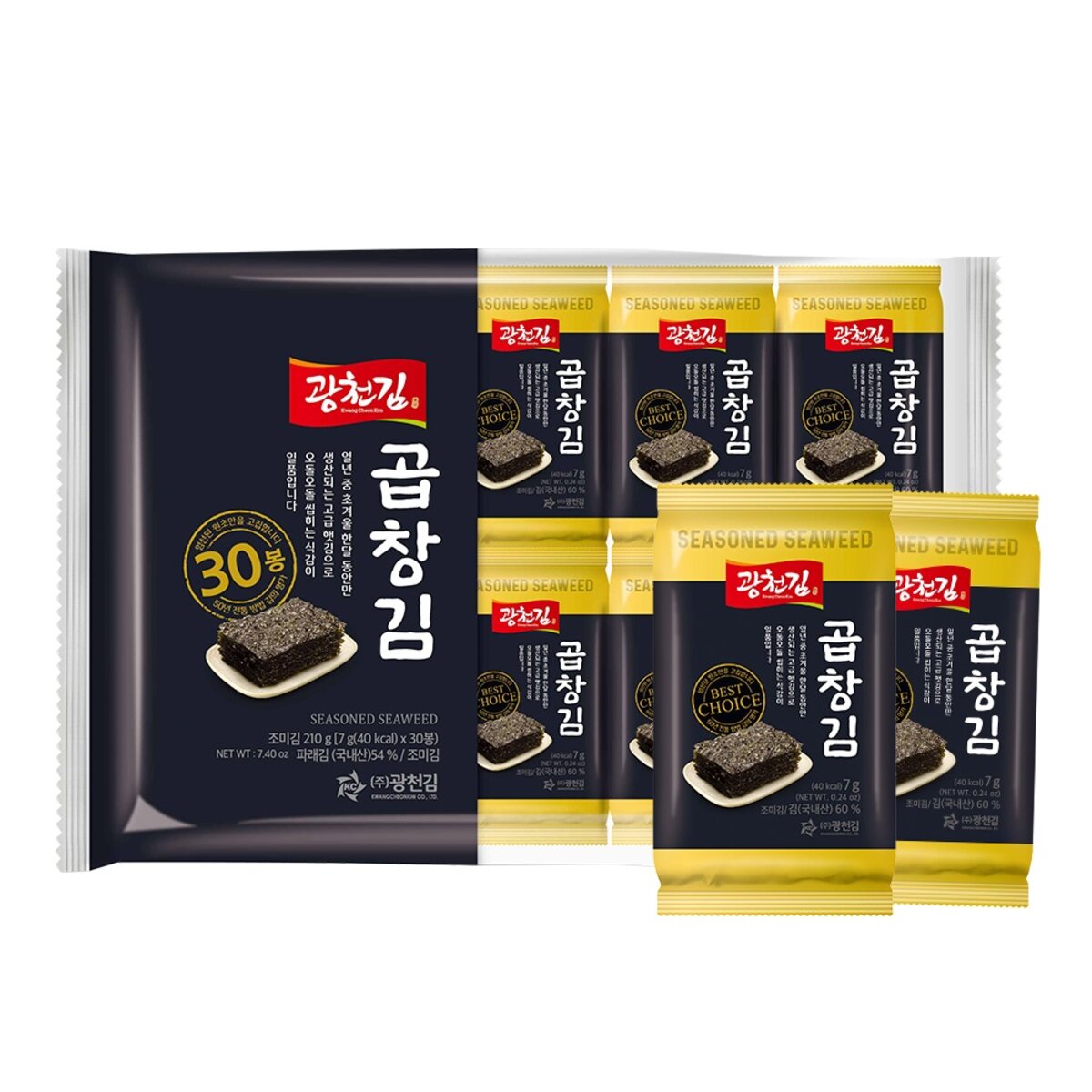 韓国-KMEAL-カリカリでおいしい韓国廣川ホルモン海苔7gx30キャンプ家ミルキットご飯のおかず