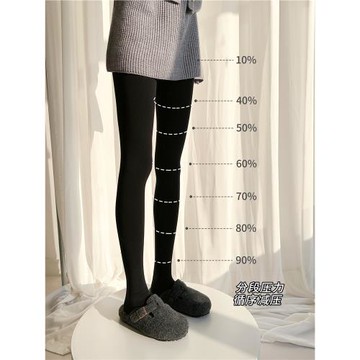 強壓！瘦腿美腿塑形修身不掉襠壓力襪春秋收腹提臀黑色打底連褲襪