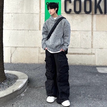 【AMERO】男女款 長袖連帽T恤 厚實針織 寬鬆 情侶裝