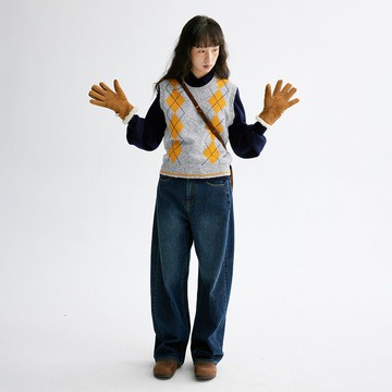 磨毛彎刀牛仔褲|褲子|秋冬款|Sora-1694