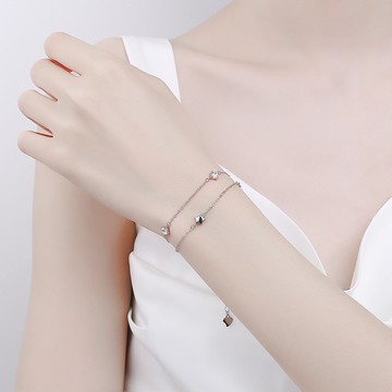 S925 純銀星星手鍊女士白鑽藍鑽禮物