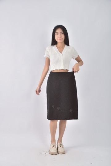 (M) roots葉子灰色長裙