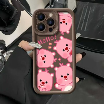 可愛粉色小海狸 適用於 Realme 真我 14X 5G 全型號 硅膠軟殼 全包鏡頭 防摔 潮牌 卡通 磨砂 手機保護殼