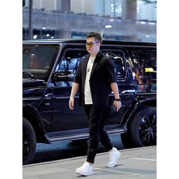 春秋季男士純色簡約胖子西服外套男寬松大碼輕熟風顯瘦帥氣小西裝