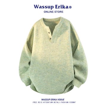 WASSUP ERIKA美式亨利領毛衣男秋冬2025新款針織衫外套內搭毛線衣