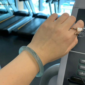 藍水玉鐲石英巖新款晴水叮當鐲手鐲女少女年輕小巧圓條冰種天青凍