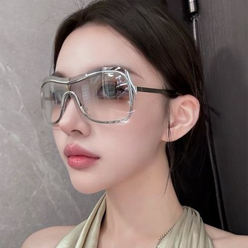 2024新款高級感Y2K復古千禧辣妹無框連體太陽眼鏡歐美未來感墨鏡
