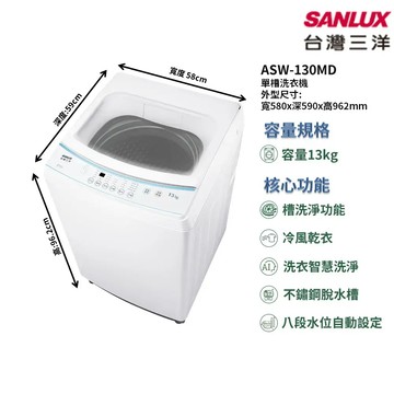 【SANLUX 台灣三洋】ASW-130MD