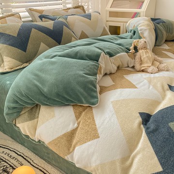 2021新款冬季牛奶絨床上四件套加厚雙面法蘭珊瑚絨被套床單三件套