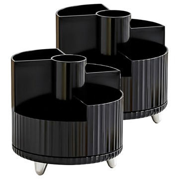 小麥購物 旋轉化妝品收納筆筒 L2921  2個  神秘黑  14.7 x 14.3cm