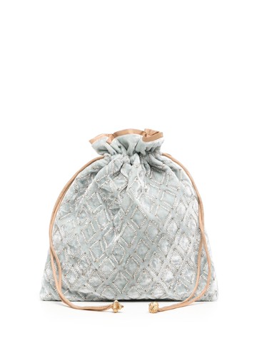 Anke Drechsel - geometric-embroidery silk-velvet purse - women - Silk Velvet - One Size - Blue