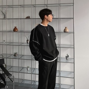 【APPAREL】素面反車線 車縫線 車白線 寬鬆大學Tee