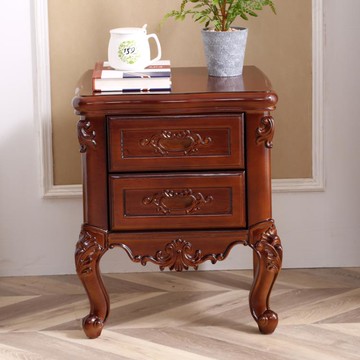 實木床頭櫃簡約現代美式鄉村胡桃整裝家用臥室床邊收納儲物小櫃子【摩可美家】