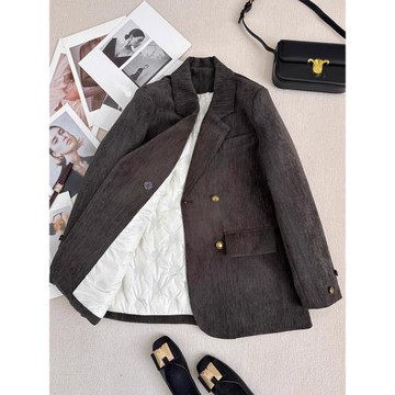 2025秋冬季新款高端西裝羽絨服女小個子高級感加厚白鴨絨內膽外套