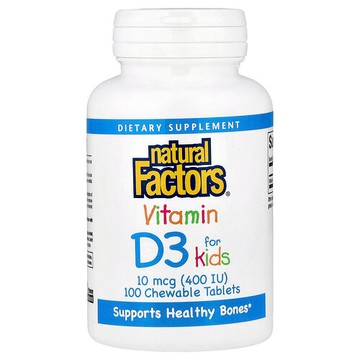 Natural Factors, 維生素 D3，草莓味，10 微克（400 國際單位），100 粒咀嚼片