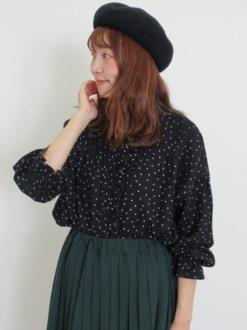 抗菌防臭-可愛圓點荷葉邊立領襯衫(0F000108510) - Samansa Mos2