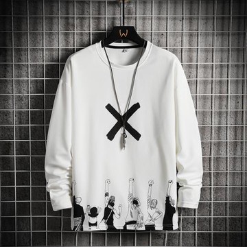 長袖t恤男潮流寬松圓領潮牌情侶上衣體恤學生春秋季男士打底衫ins