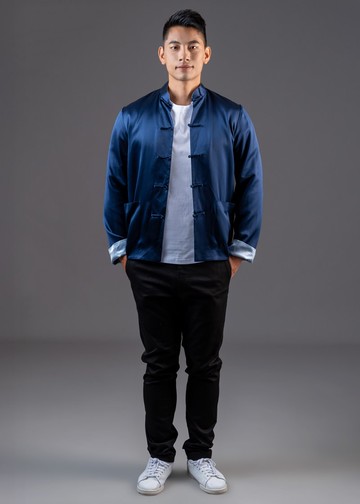 男士唐裝雙面外套 (海軍藍色/ 淺藍色)|香港設計|休閑