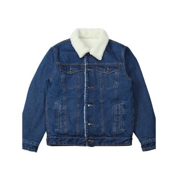 2024秋冬新款仿羊羔毛牛仔外套男士加絨加厚休閑翻領夾克棉服棉衣