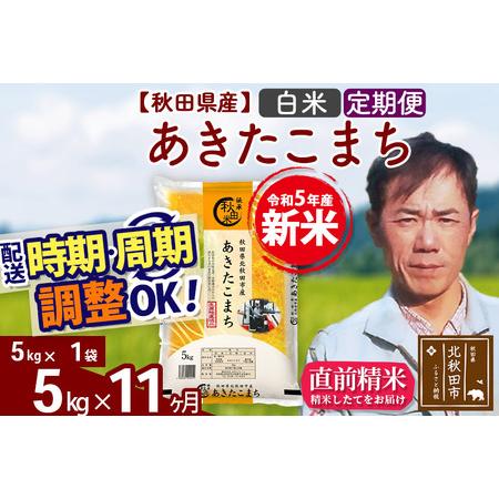 ふるさと納税 《定期便11ヶ月》＜新米＞秋田県産 あきたこまち 5kg(5kg小分け袋) 令和5年産 お届け時期選べる 隔月お届けOK お米 みそ.. 秋田県北秋田市