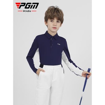 PGM青少年男童高爾夫服裝秋季長袖T恤膚衣服時尚運動上衣
