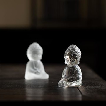 古法琉璃小和尚茶寵擺件禪意玻璃如來小佛像功夫茶具茶盤茶道配件