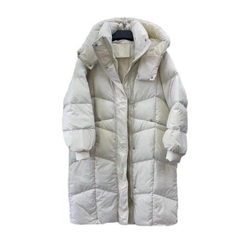 【米蘭精品】真羽絨90%鴨絨羽絨外套夾克-連帽長款加厚寬鬆保暖白鴨絨女夾克3色74jx45