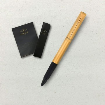 【PARKER】威雅XL系列 金色(限定)鋼珠筆 真皮筆套組 客製化刻字