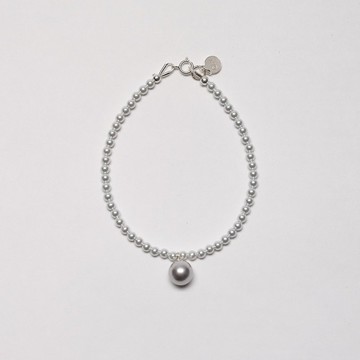 First thought-Bracelet 手工製作珍珠月光白銀灰珍珠純銀手鍊