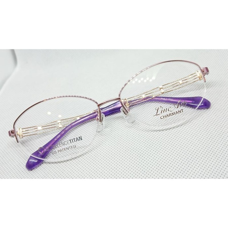 256 超美品　シャルマン　ラインアート　XL1090 メガネ　度有　紫 256 超美品 シャルマン ラインアート XL1090 メガネ 度有 紫