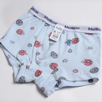 韓國 Mellisse - 韓製棉混紡四角褲(男寶)-卡通人物蜘蛛人-天藍