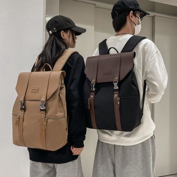 2024新款電腦雙肩包大容量旅行背包工裝英倫復古百搭大學生書包女