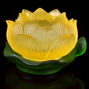 琉璃七彩蓮花燭臺擺件佛前供燈長明燈架蓮花燈座寺廟佛堂蠟燭臺
