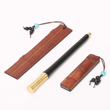 紅木簽字筆U盤書簽套裝 木質中性筆金屬黃銅水筆商務定制刻字logo