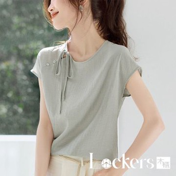 【Lockers 木櫃】繫帶連肩袖襯衣 L114060402