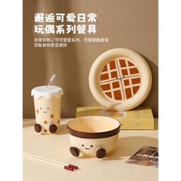 漂亮面碗女生高顏值泡面碗盤子可愛吸管杯陶瓷杯子帶蓋釉下彩家用