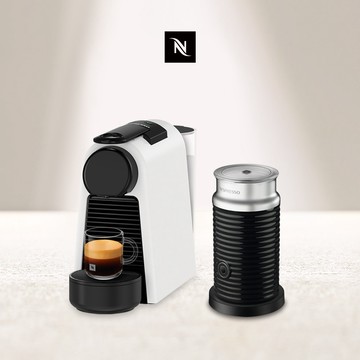 【Nespresso】膠囊咖啡機 Essenza Mini 柔霧白 Aeroccino3 黑色奶泡機組合 (贈咖啡組+膠囊折扣金)