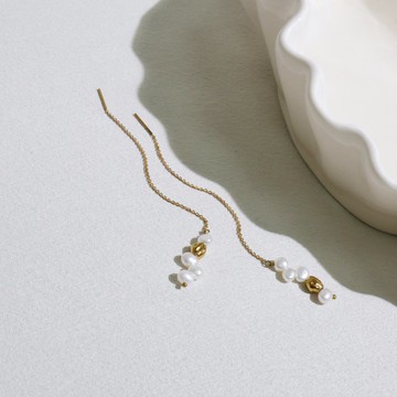 【設計師WHISPERS系列】浪沫。錯落珍珠垂墜耳環